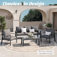 MRUAKA Aluminum Patio Furniture Set, 6 Pcs Modern Outdoor Sofa Sets, Outdoor Sectional Patio Conversation Set with Coffee Table for Backyard, Poolside, Dark Grey
