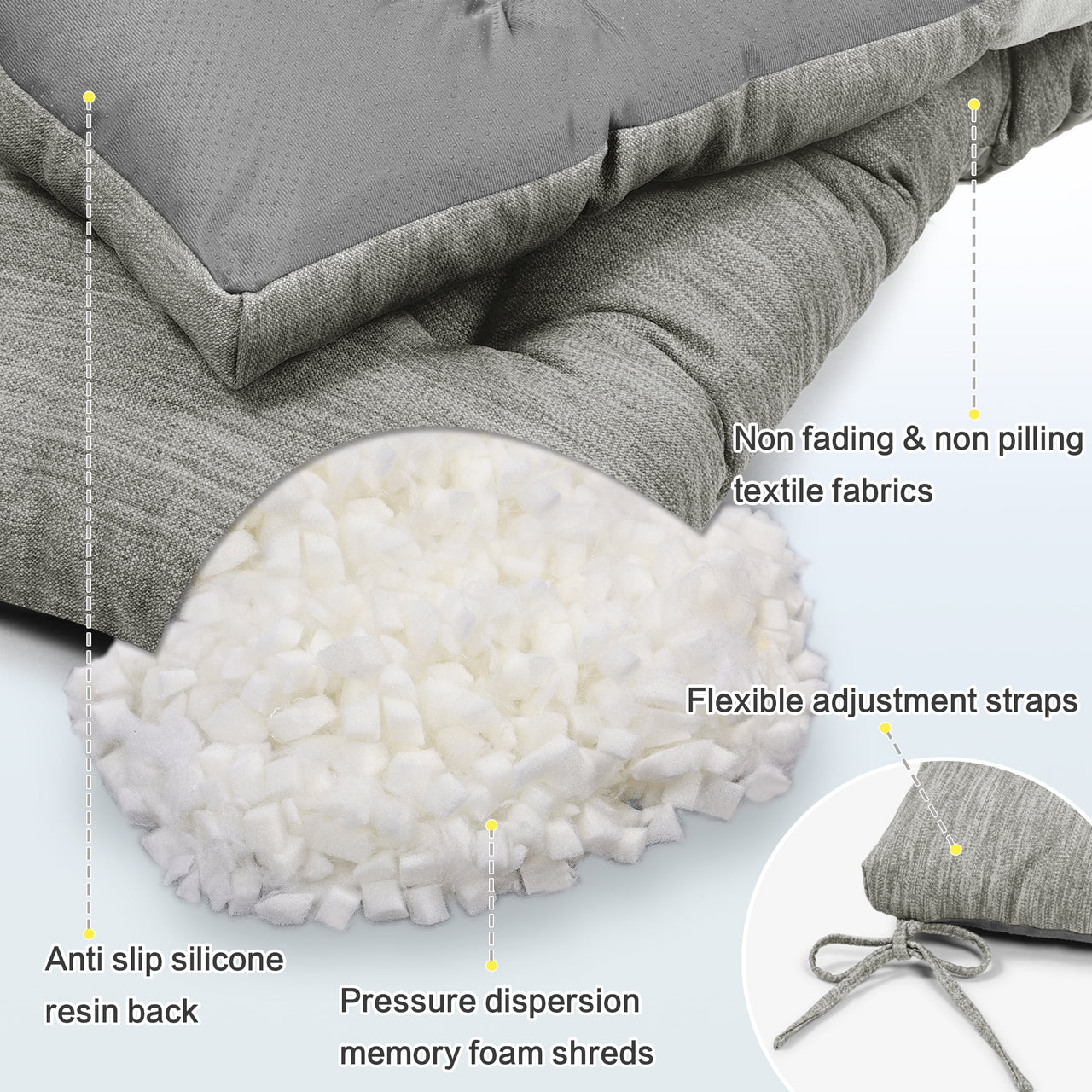 Baibu Tufted Bench Cushion Loveseat Cushion with Tires Suitable for Garden Patio Bench Indoor Furniture with Anti-slip Bottom, Light Grey, 36"x15"x3"