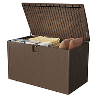 Ataucjin 120 Gallon Outdoor Storage Box, Outside Storage Box Container Lockable Resin Deck Box, Waterproof Patio Deck Storage Box For Package Delivery, Furniture Cushions