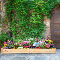 Costway Wooden Vegetable Raised Garden Bed Backyard Patio Grow Flowers Planter with 2 Planting Compartments