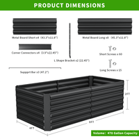 Outdoor Metal Raised Garden Bed,8x4x2ft Planter Box for Vegetables,Flowers,Herbs w/478 Gallon Capacity,Black