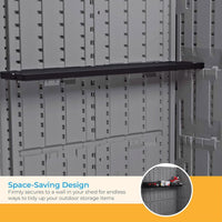 Suncast 3 Pack Horizontal Shed Shelf Space Saving Wall Outdoor Storage, Black