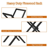 X-Shaped Firewood Rack, Metal Log Storage Stand for Indoor Fireplace, Outdoor Patio & Camping