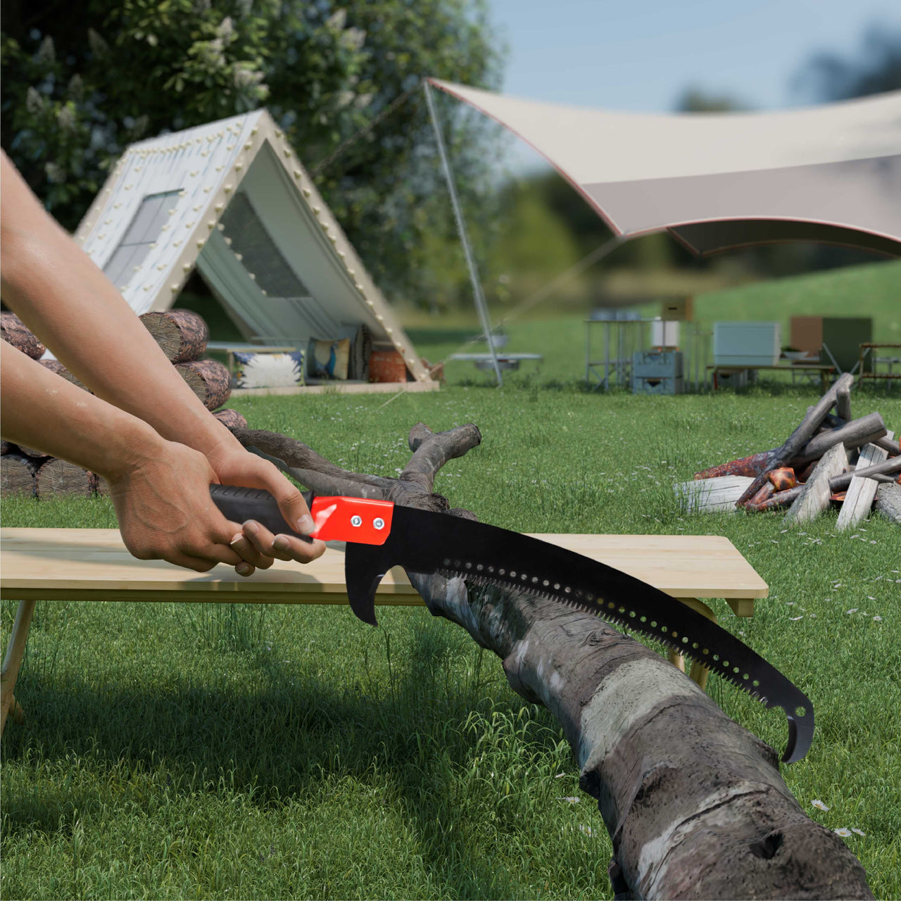 Ktaxon 26FT Manual Pole Saw, Telescoping Tree Trimmer with Carbon Steel Blade, Ladder-Free Pruning, Orange