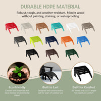 WestinTrends Malibu Outdoor Adirondack Ottoman – All-Weather Poly Lumber Folding Footrest for Patio Porch, Black