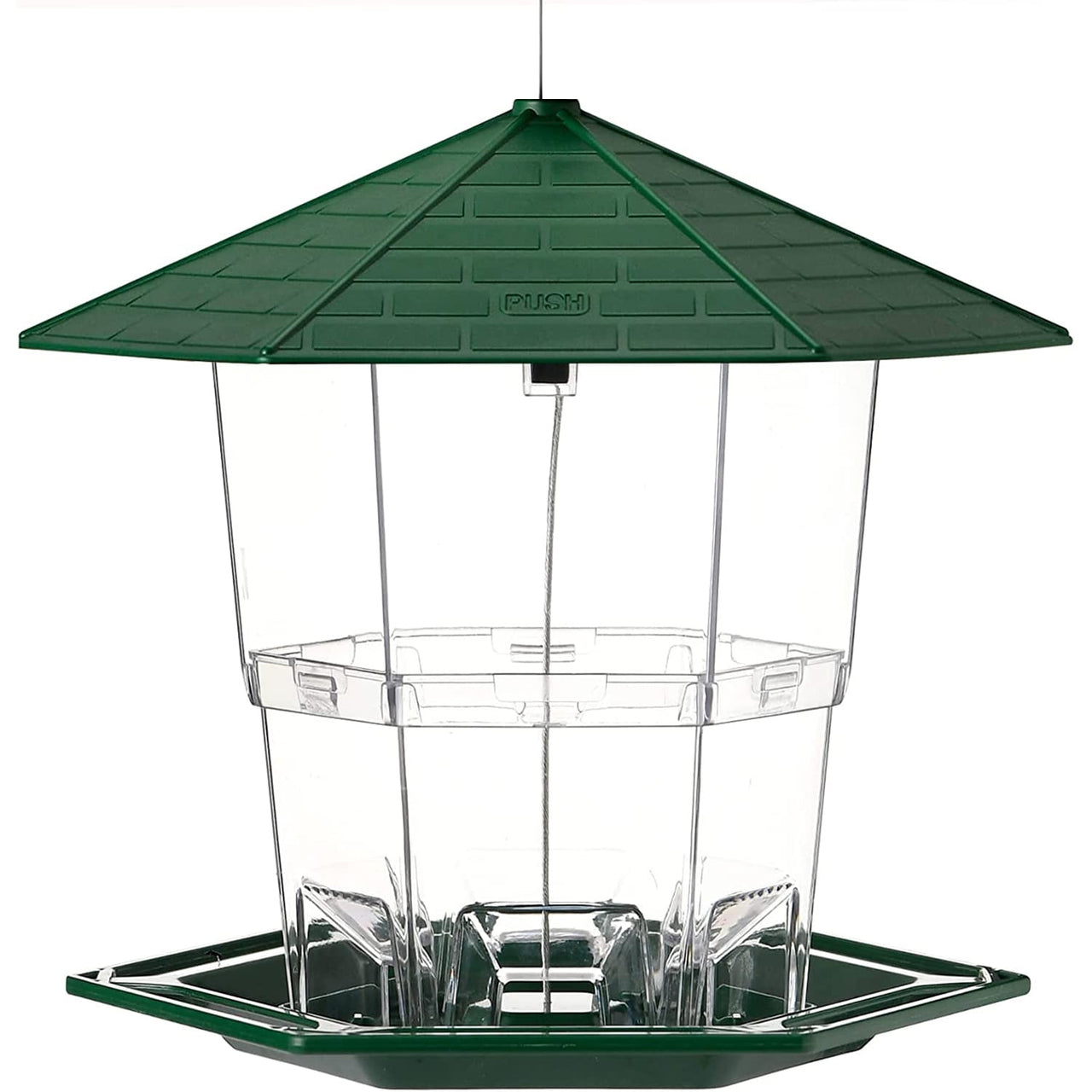 PHANCIR Bird Feeder for Outdoor Hanging, Expandable 7.8'' Tall Latch Feature, Heavy Duty Bird Feeders for Outside, Garden Yard Decoration for House, Green