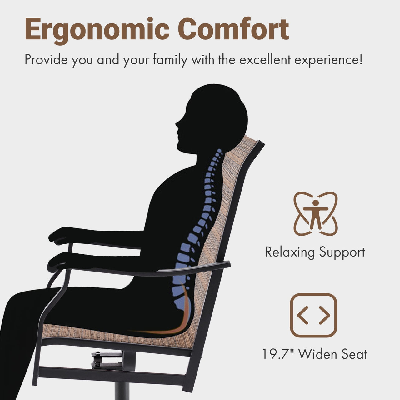 STARY Outdoor Dining Chairs Set of 2, 360°Swivel Patio Dining Chair with Textilene Fabric, Outdoor Metal Armchair All Weather Resistant, Ergonomic Comfort, Perfect for Patio, Backyard, Balcony
