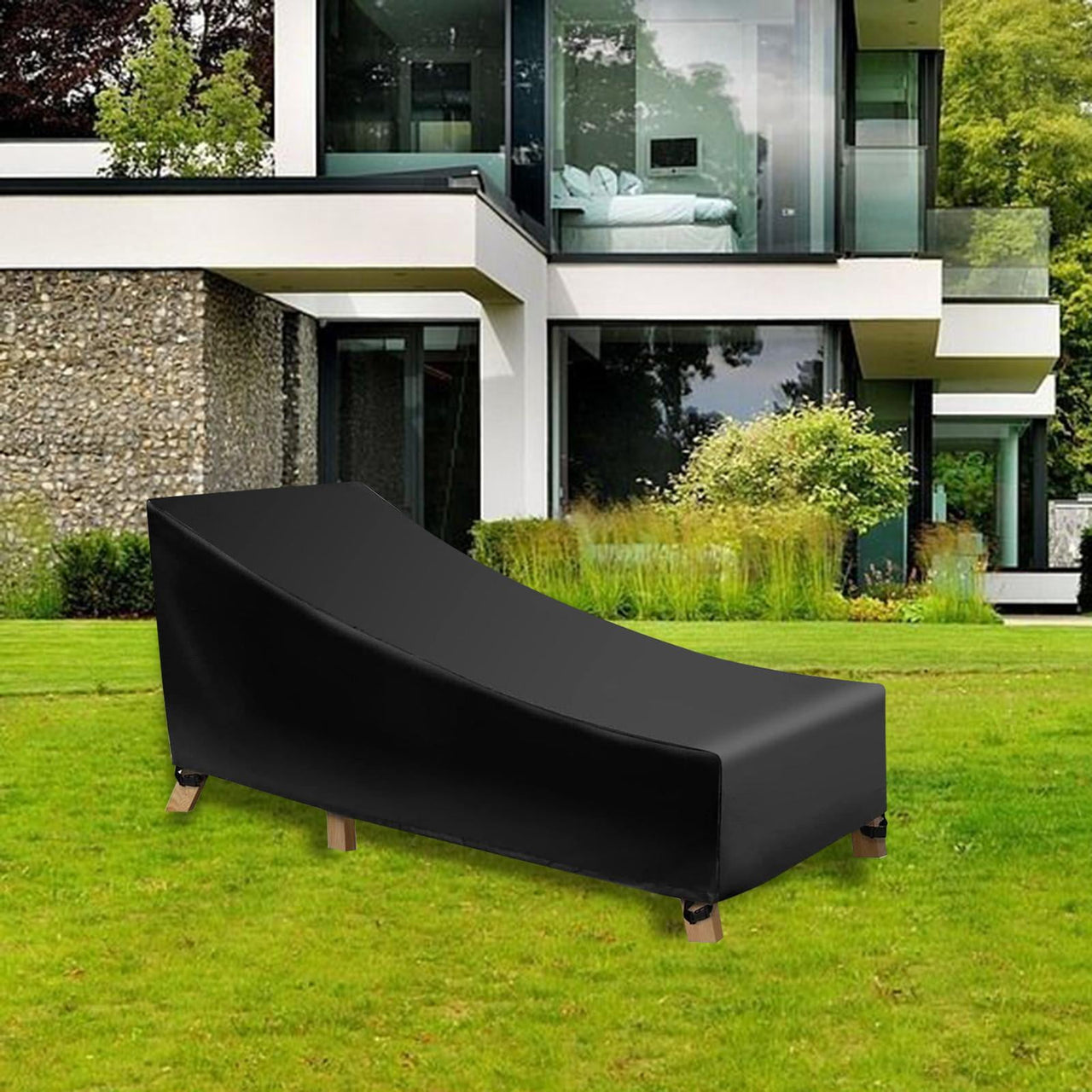 Patio Chaise Chairs Cover Beach Chair Cover Waterproof Outdoor Heavy Duty Dustproof All Weathers Protection Lounger Cover 210D and Small