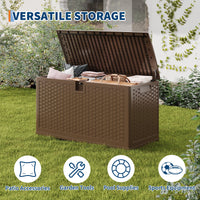 Ataucjin 73 Gallon Resin Deck Box, Lockable Outdoor Storage Bin, Waterproof Outdoor Storage Box with Lockable Lid & UV Resistant, Patio Furniture Cushion Storage Container