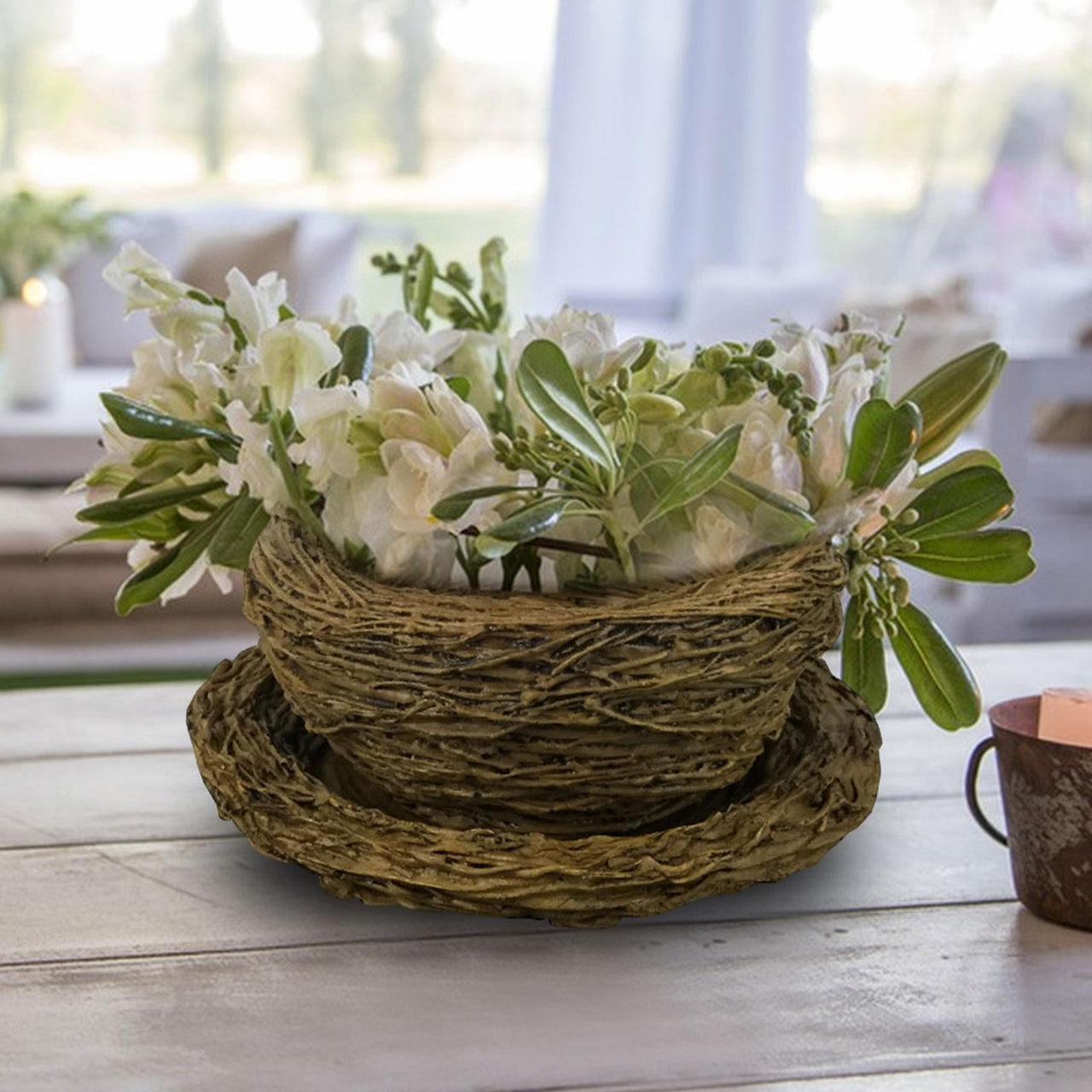 simhoa Bird Nest Flower Planter Pot Flower Arrangement Unique Plant Pot Flower Pots for Balcony Table Shelf Courtyard Home