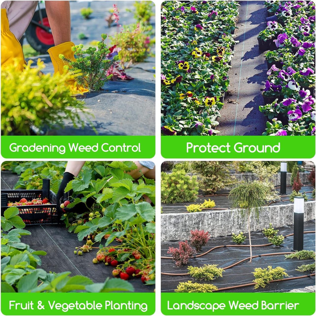 BSHAPPLUS® 3.3x50ft Weed Barrier Fabric,3.2OZ Landscape Fabric,Heavy Duty Geotextile Fabric with 12 U-Shaped Securing Pegs,Woven Ground Cover for Commercial Greenhouse,Yard,Garden Barrier Cloth