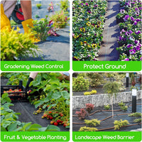BSHAPPLUS® 3.3x50ft Weed Barrier Fabric,3.2OZ Landscape Fabric,Heavy Duty Geotextile Fabric with 12 U-Shaped Securing Pegs,Woven Ground Cover for Commercial Greenhouse,Yard,Garden Barrier Cloth
