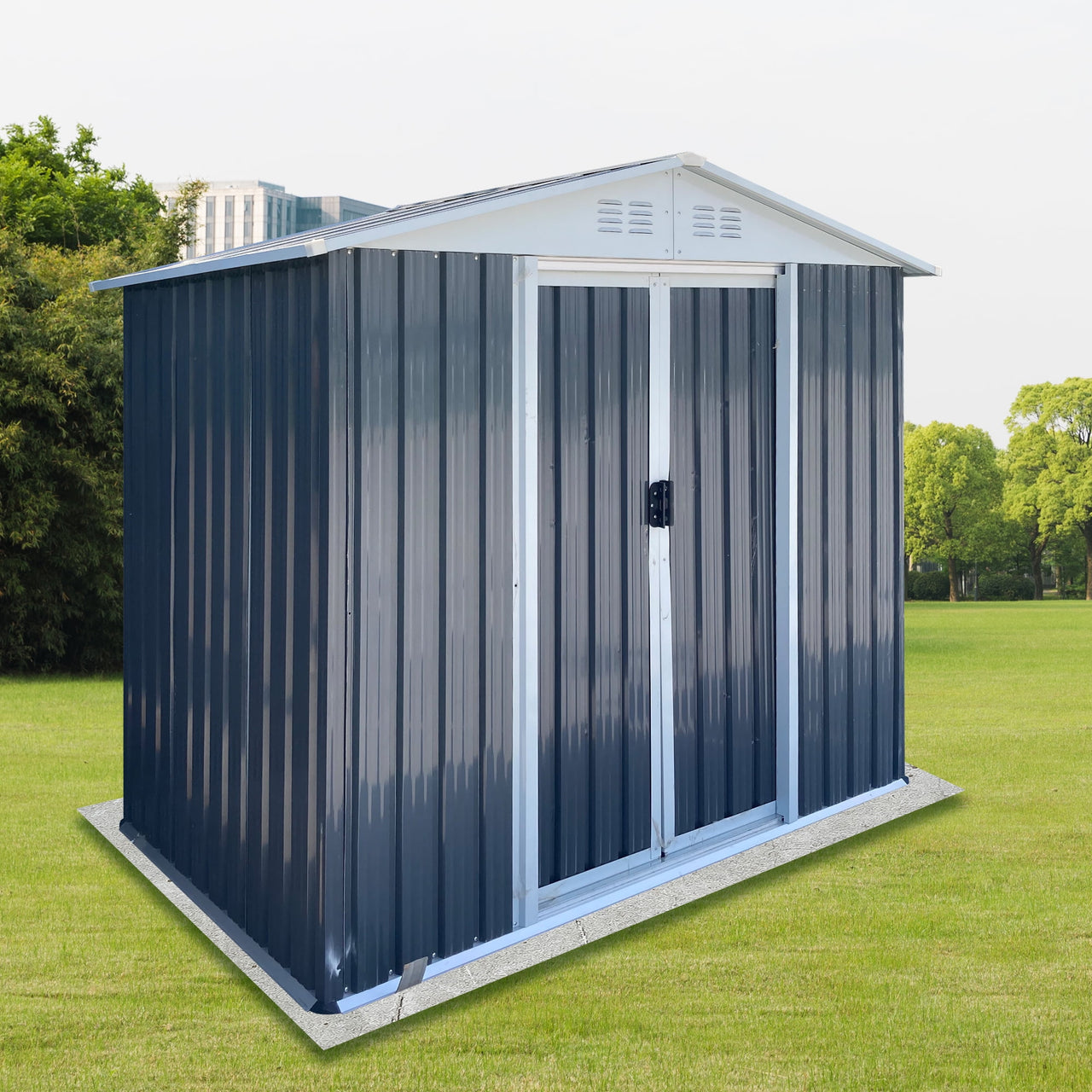 Metal Outdoor Storage Shed, 6FTx4FT Garden Shed with Aluminum Alloy Frame, Waterproof Tool Shed With Sliding Door For Backyard Patio Lawn