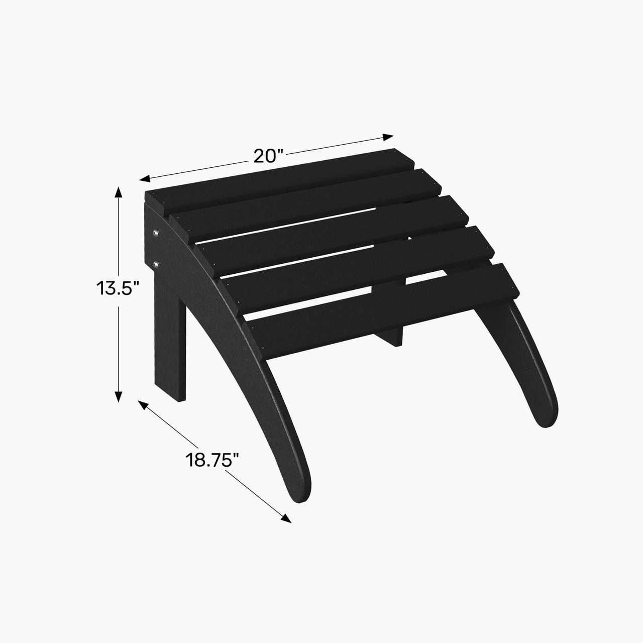 WestinTrends Malibu Outdoor Adirondack Ottoman – All-Weather Poly Lumber Folding Footrest for Patio Porch, Black