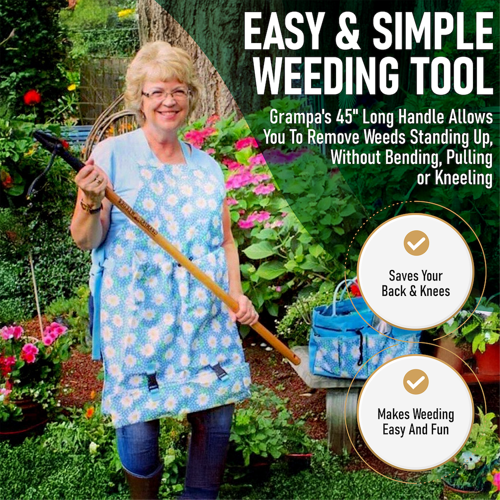 Grampa's Weeder - The Original Stand Up Weed Puller Tool With Long Handle - Made With 4-Claw Steel Head Design - Easily Remove Weeds Without Bending, Pulling, or Kneeling