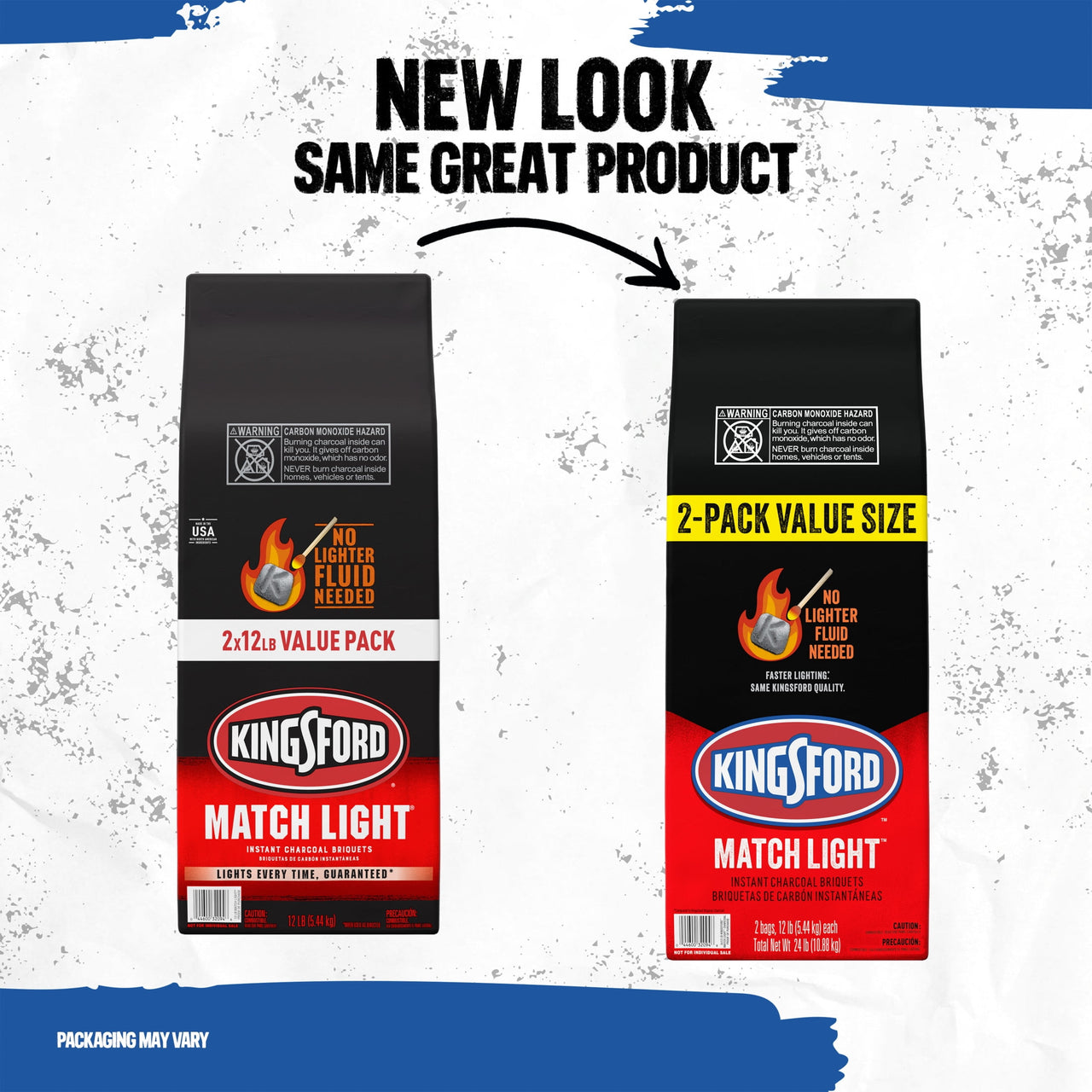 Kingsford Match Light Instant Charcoal Briquettes, 12 lbs Each 2-Pack Value Size