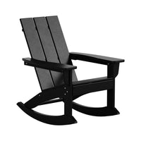 WestinTrends Ashore Patio Rocking Chair, All Weather Poly Lumber Plank Adirondack Rocker Chair, Modern Farmhouse Black Rocking Chairs for Porch Garden Backyard and Indoor