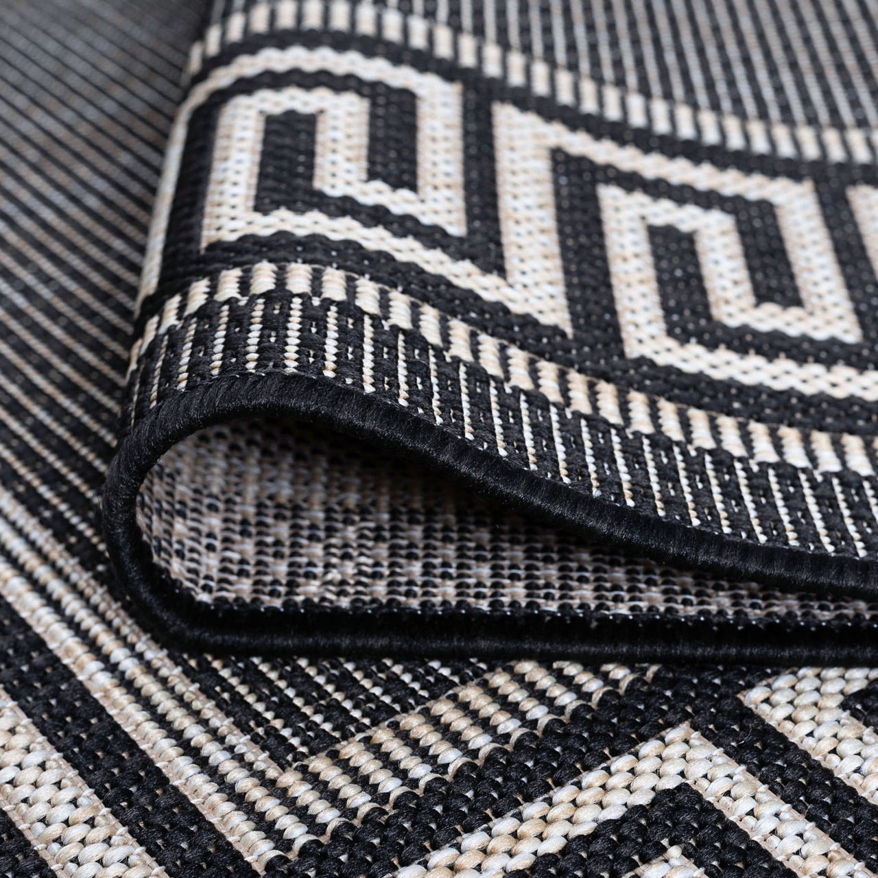 5x8 Water Resistant, Indoor Outdoor Rugs for Patios, Front Door Entry, Entryway, Deck, Porch, Balcony | Outside Area Rug for Patio | Black, Greek Key | Size: 5'3'' x 7'3''