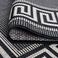5x8 Water Resistant, Indoor Outdoor Rugs for Patios, Front Door Entry, Entryway, Deck, Porch, Balcony | Outside Area Rug for Patio | Black, Greek Key | Size: 5'3'' x 7'3''