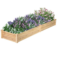 Costway Wooden Vegetable Raised Garden Bed Backyard Patio Grow Flowers Planter with 2 Planting Compartments