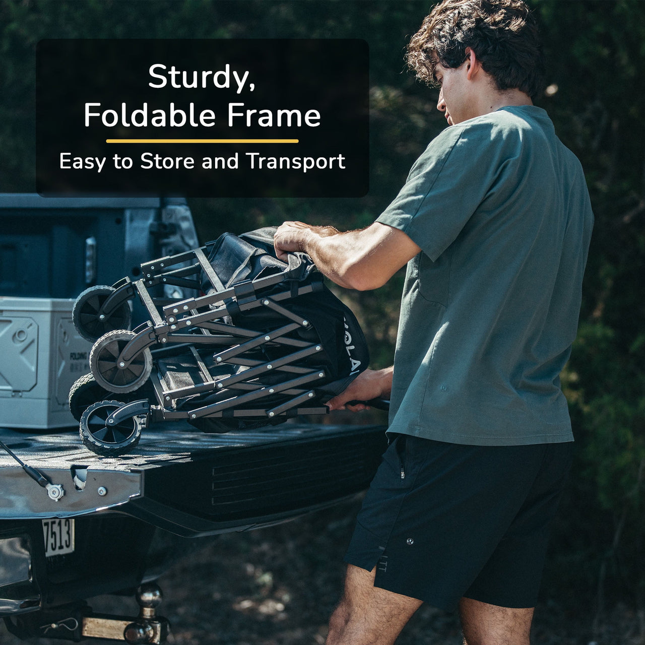 GOLABS Collapsible Folding Wagon Cart, 100L Storage & 350LB Capacity Garden Wagons for Camping & Beach