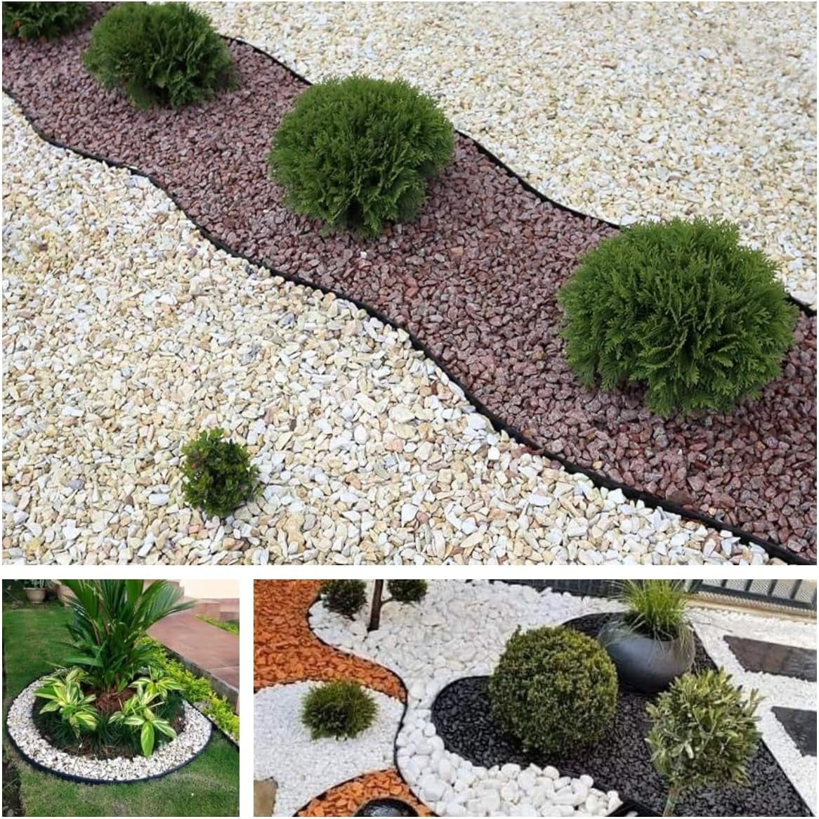 No Dig Durable Garden Landscape Edging Kit, Black Plastic Lawn Border with 24pcs Anchoring Spikes for Landscaping, Flower Gardens, Lawn (20FT+ 24pcs Anchoring Spikes)