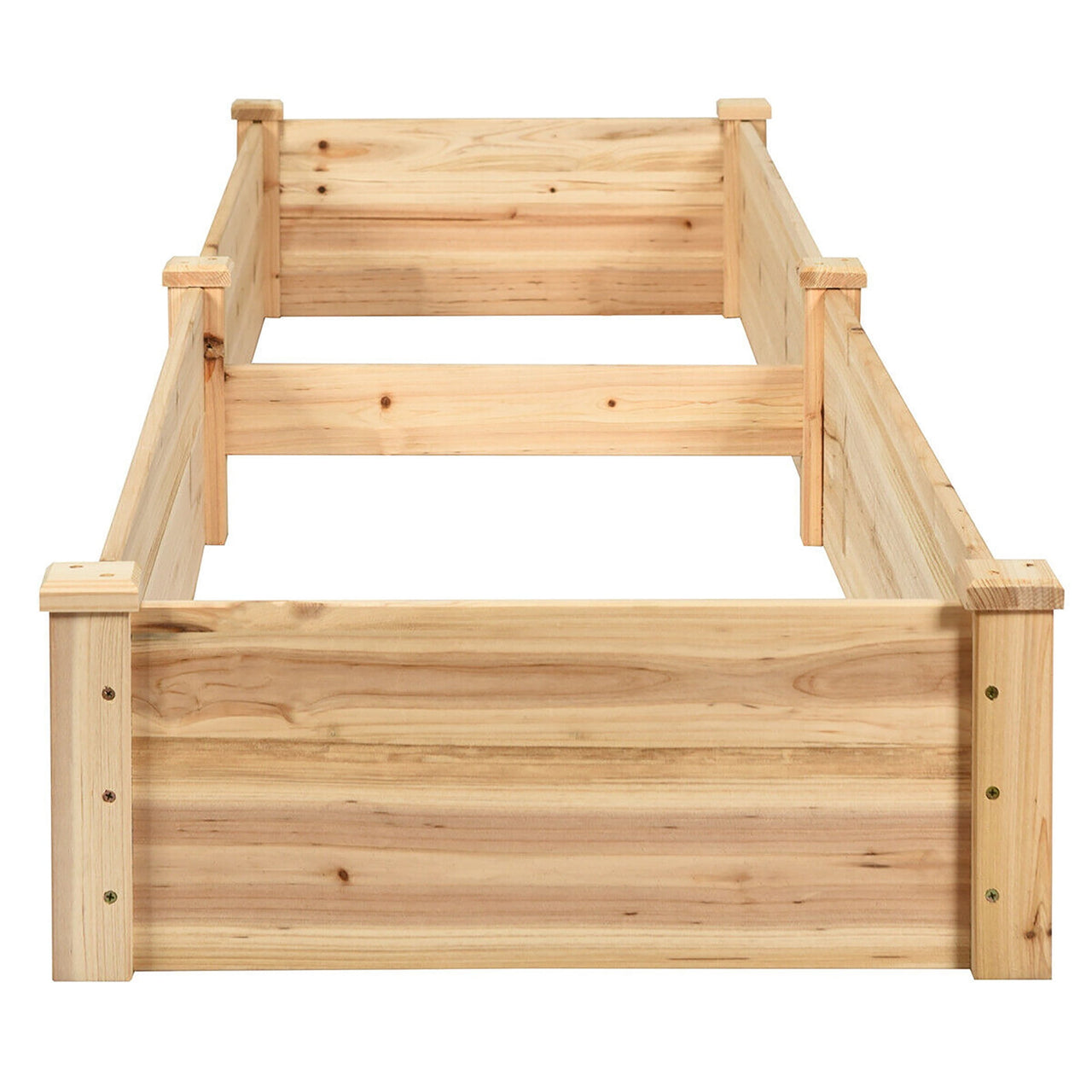 Costway Wooden Vegetable Raised Garden Bed Backyard Patio Grow Flowers Planter with 2 Planting Compartments