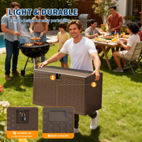 Ataucjin 120 Gal Deck Box, Weather-Resistant Outdoor Storage Box, Lockable Plastic Deck Box with Lid, Lockable Storage Bin with Built-in Handle for Patio Furniture, Pool Accessories, Gardening Tool