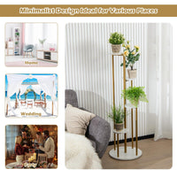 Giantex  4-Tier Metal Plant Stand, Planter Holder  W/ Golden Metal Frame, Faux Marble Finish, Potted Planter Display Rack