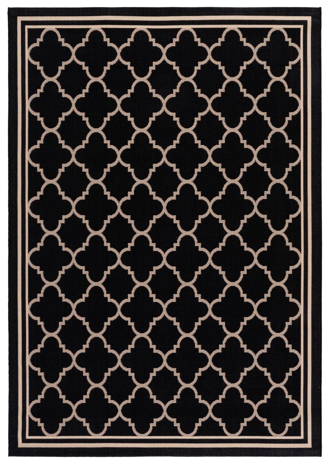 Safavieh Courtyard Alina Geometric Quatrefoil Indoor/Outdoor Area Rug, Black/Beige, 5'3" x 7'7"