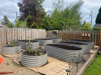 TRAMULL 8X4X2ft Galvanized Raised Garden Bed, Oval Above Ground Modular Metal Outdoor Planter Boxes(Quartz Grey)