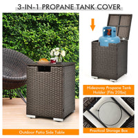 Costway 8PCS Patio Rattan Furniture Set Fire Pit Table Tank Holder Cover Deck Navy