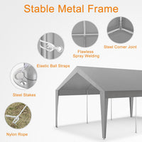 10x20 ft Heavy Duty Carport, Car Canopy Garage Boat Shelter Party Tent, UV Resistant Waterproof All-Season Tarp for SUV, Car, Truck, Boat