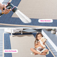 Safavieh Courtyard Justine Bordered Indoor/Outdoor Area Rug, Beige/Navy, 5'3