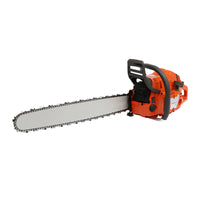 Orange Gas Chainsaw with 24 inch Guide Bar,2-Cycle 65cc Gasoline Power Chain Saws 3.4KW 40.94*10.62*12.99in for Forest Harvesting, Cutting Wood