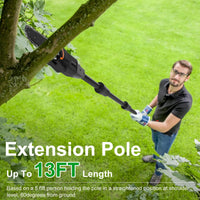 Cordless Pole Saw 6 Inch Electric Pole Chainsaw with 2Pcs 1.5Ah Batteries 35FT/S Speed 7.4ft Maximum Extendable Length for Tree Trimming