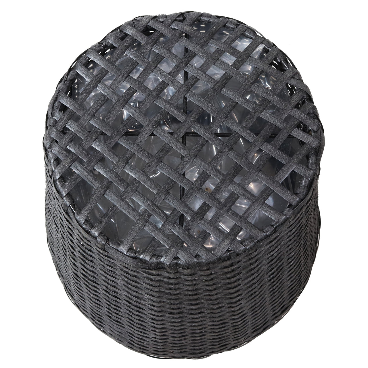 Sunnydaze Modern Assorted Round Black Polyrattan Indoor Planter with Liner 2-Count