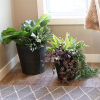 Sunnydaze Modern Assorted Round Black Polyrattan Indoor Planter with Liner 2-Count