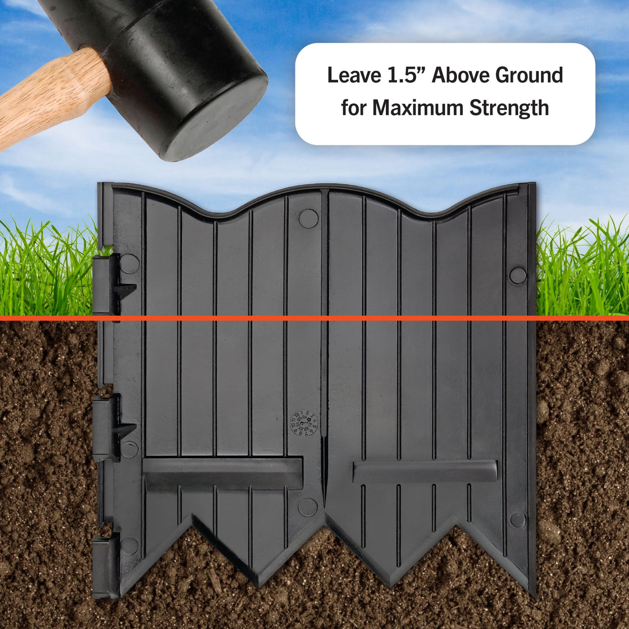 Master Mark Dig-Free Pound-able Landscape Edging, Garden Edging Border, Plastic (Black) 97221