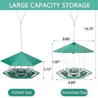 PHANCIR Bird Feeder for Outdoor Hanging, Expandable 7.8'' Tall Latch Feature, Heavy Duty Bird Feeders for Outside, Garden Yard Decoration for House, Green