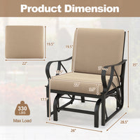 Gymax Patio Glider Chair Outdoor Metal Glider w/ Seat & Back Cushions Backyard Poolside