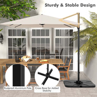 Costway 9.5ft Beige Square Cantilever Offset Patio Umbrella, 360° Rotation