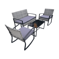 Lofka Patio Furniture Set, 4-Piece Outdoor Sectional Furniture Set with Coffee Table for Conversation & Dining, Gray Rattan
