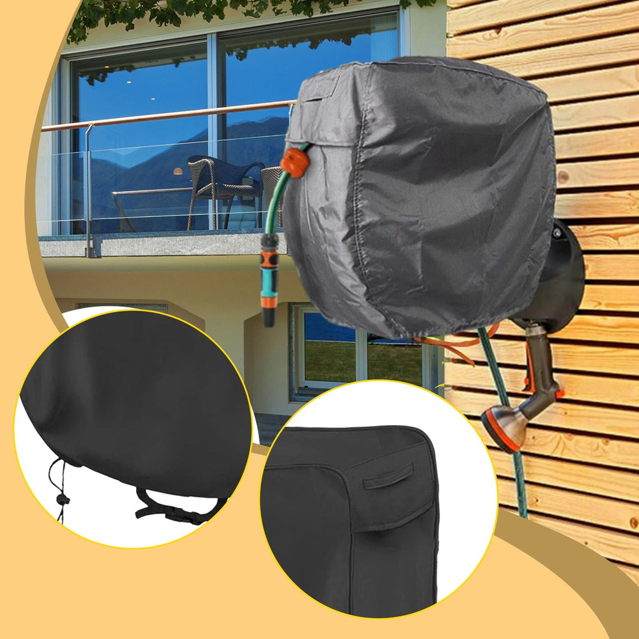 Aymzbd Retractable Garden Hose Reel Cover Accessories Thickened for Outside Outdoor Black