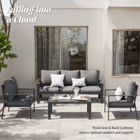 MRUAKA Aluminum Patio Furniture Set, 6 Pcs Modern Outdoor Sofa Sets, Outdoor Sectional Patio Conversation Set with Coffee Table for Backyard, Poolside, Dark Grey