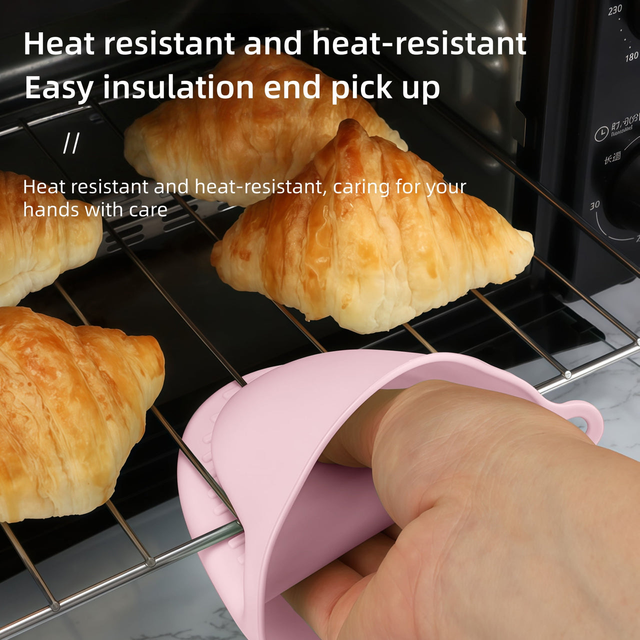 2-Piece Mini Silicone Heat-Resistant Gloves, High-Temperature Resistant, Ideal for Baking, Cooking, and Grilling (Pink)