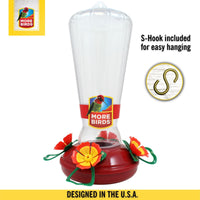 More Birds Hollyhock Hummingbird Feeder with 25 oz Nectar Capacity - Clear Plastic Design