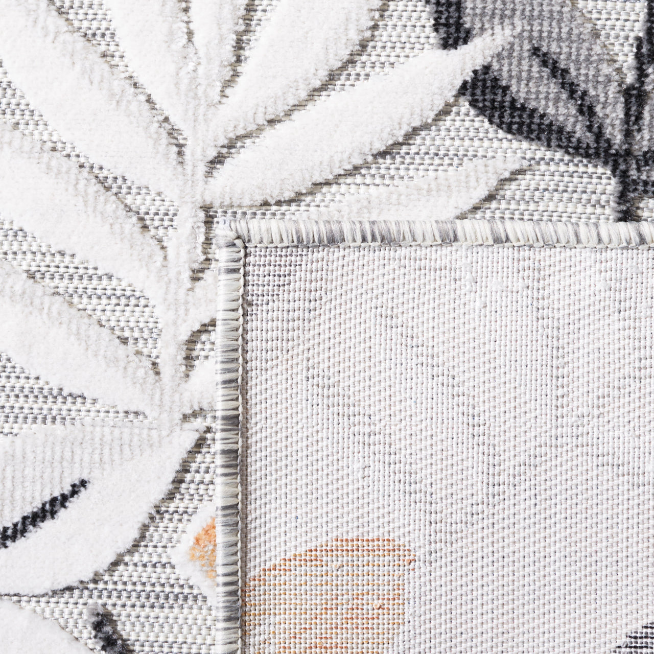 SAFAVIEH Cabana Blazhe Botanical Indoor/Outdoor Area Rug, Grey/Ivory, 5'1" x 7'6"