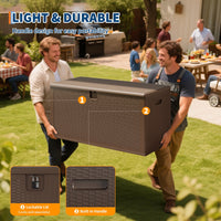 Gaderth 150 Gal Deck Box, Weather-Resistant Outdoor Storage Box with Lid, Weatherproof & Lockable Outdoor Storage Bin, Lockable Storage Bin with Built-in Handle for Patio