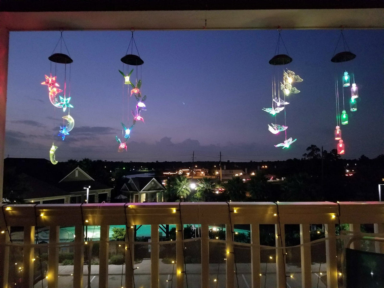 BSHAPPLUS® Wind Chimes, Solar Hummingbird Wind Chimes Waterproof Outdoor Lights Color Changing LED for Party Night Garden Birthday Gifts